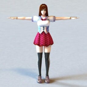 Modello 3d dell'insegnante di anime girl
