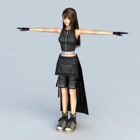 검은 드레스와 애니메이션 소녀 3d 모델