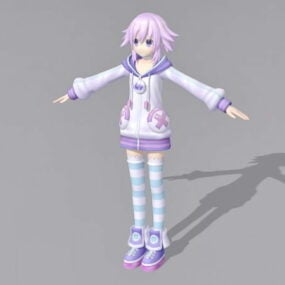 Animemeisje met roze haar 3D-model