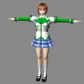 Anime japansk skolejente 3d-modell