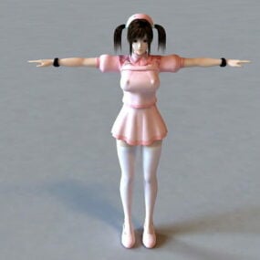 Postać pielęgniarki z anime Model 3D