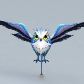 Modelo 3D de personagem de coruja de anime
