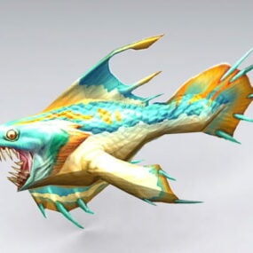Anime Piranha Fish 3d-model