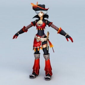 Model 3d Anime Pirate Girl