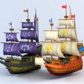 Modello 3d della nave pirata anime