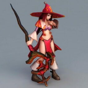 Anime Sorcerer Girl 3d model