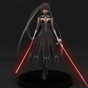 Anime Espada Menina Guerreira Modelo 3D