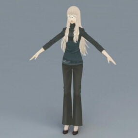 アニメ教師女性3Dモデル