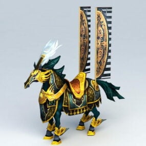 Model 3D Kuda Perang Anime