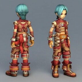 Anime Warrior Boy Character 3d model