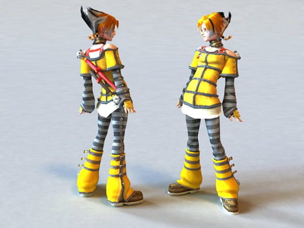 Anime Warrior Girl Animated & Rigged Character Free 3d Model ...