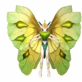 Modello 3d del personaggio della ragazza elfo della farfalla anime