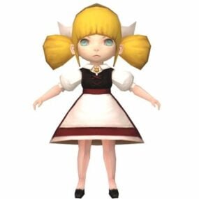 Modello 3d del personaggio di concetto di ragazza ballerina di anime