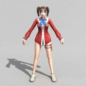 Anime kız savaşçı Rigged 3d modeli