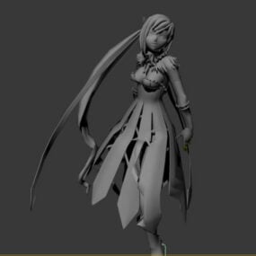 Anime Girl Rigged & Animated 3d model