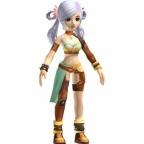 3d-модель персонажа аніме-дівчини-воїна