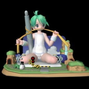 Anime stout klein meisje 3D-model