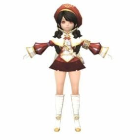 Mô hình 3d nhân vật nữ học giả Anime