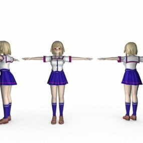 Anime School Girl 3d model