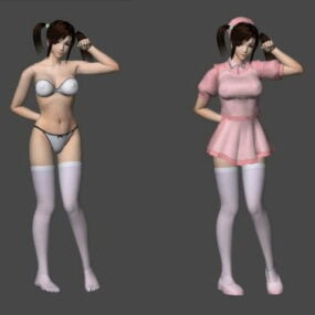Anime Beauty Housemaid Character 3d-model