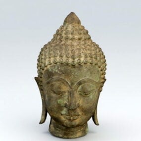 Modelo 3d de cabeza de Buda de bronce antiguo