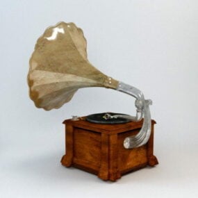 Modello 3d del giradischi antico del fonografo