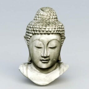 דגם תלת מימד של ראש בודהה מאבן עתיקה