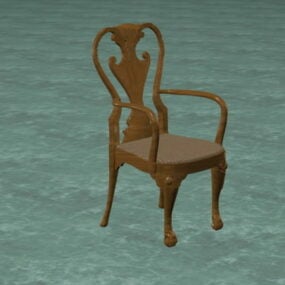 Antik udskåret træ stol 3d model