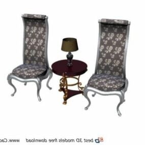 Antique Style Chairs Living Room Set 3d model