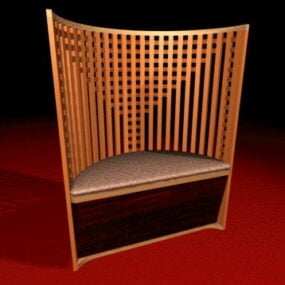 صندلی پشتی منحنی آنتیک مدل سه بعدی