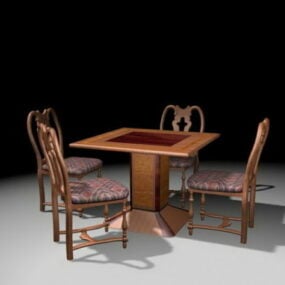 古董餐桌椅套装3d模型