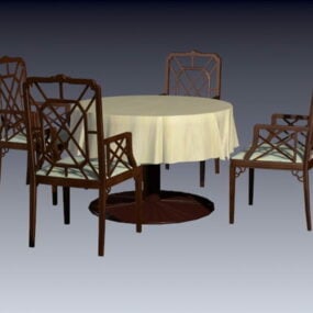 Antika matsalsmöbler set 3d-modell