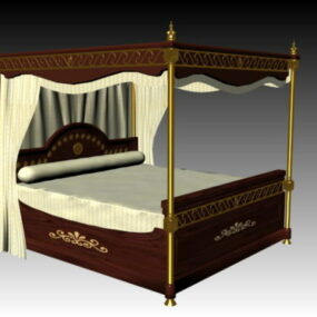 تخت خواب چهار پوستر آنتیک مدل سه بعدی