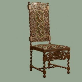 3д модель старинного резного стула ручной работы