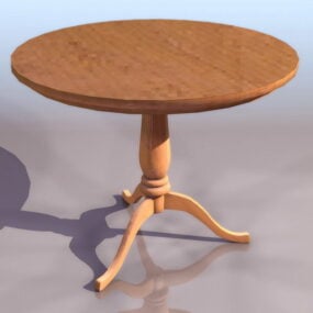 Modelo 3d de mesa redonda de madeira antiga