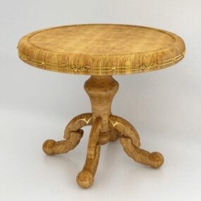 3д модель антикварного круглого деревянного стола Азии