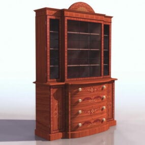 3д модель классического книжного шкафа из сатинового дерева