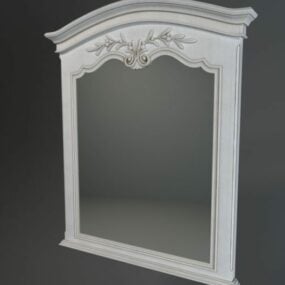 مدل سه بعدی آینه چوبی حک شده به سبک آنتیک