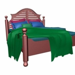 Antique Traditional Wood Bed 3d model