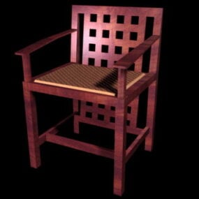 Antique Wood Accent Chair 3d model