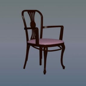 Antyczne drewniane krzesło barowe Model 3D
