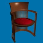 Chaise tonneau en bois antique
