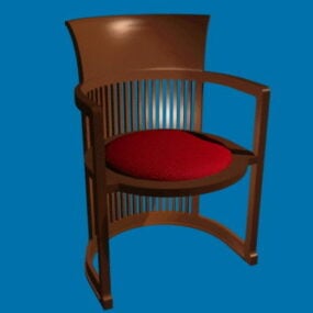 صندلی بشکه ای چوبی آنتیک مدل سه بعدی