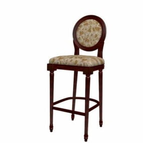 Старовинний дерев'яний барний стілець 3d модель