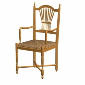Antieke houten stoel met armen 3D-model