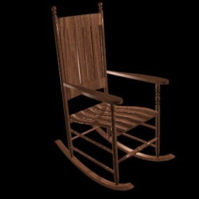 เก้าอี้โยกไม้โบราณแบบ 3 มิติ