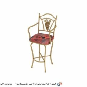 مبل صندلی بار آنتیک آیرون بیسترو مدل سه بعدی