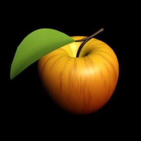 Pomme avec feuille modèle 3D