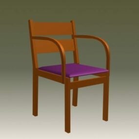 Chaise en bois avec accoudoirs modèle 3D