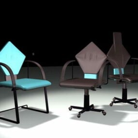 カンチレバー椅子と回転椅子のアート デザイン 3d モデル